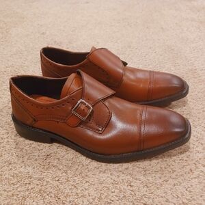 Lugo Conti Mens Monk Strap Brown Leather With Toe Cap Size 8